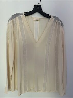 L'AGENCE Cream Silk V-Neck Top - NEW